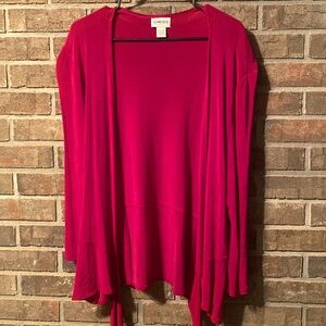 Beautiful cranberry colored open cardigan by Chicos size 3